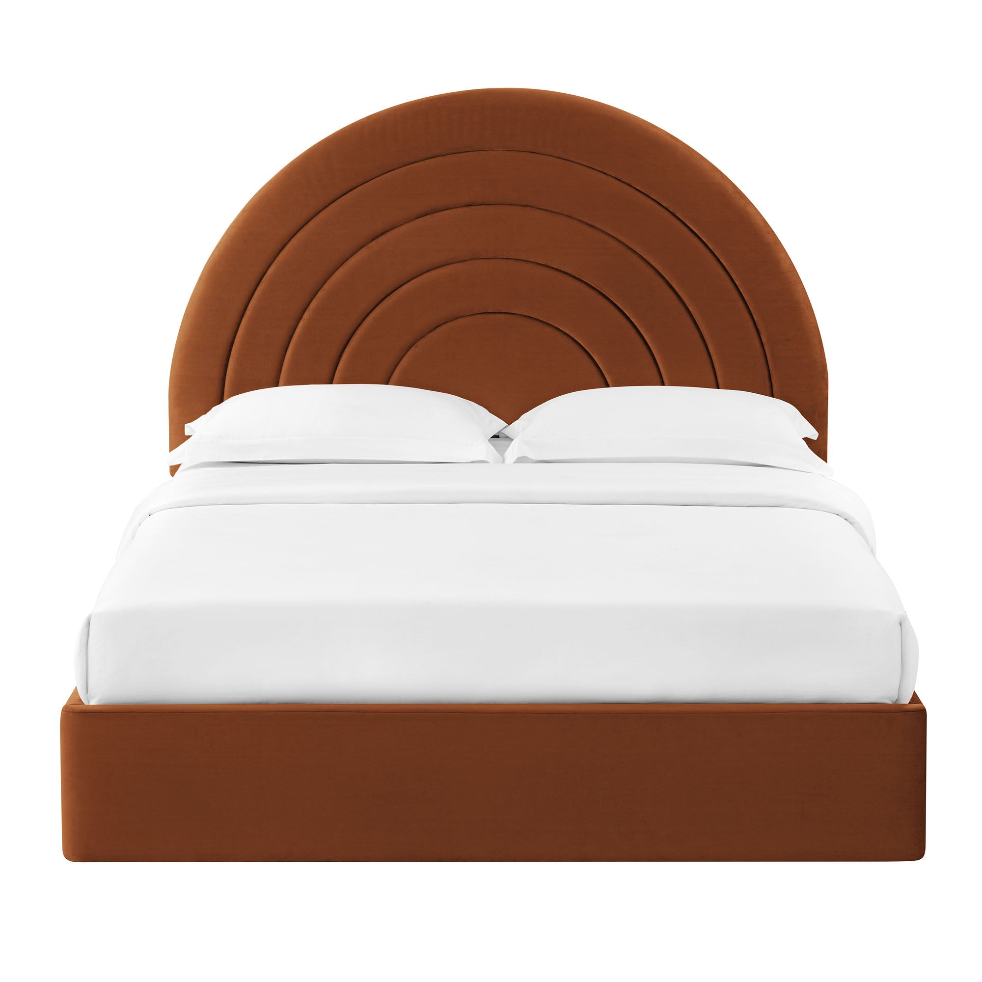 Solana Arched Performance Velvet Full Platform Bed - Rust