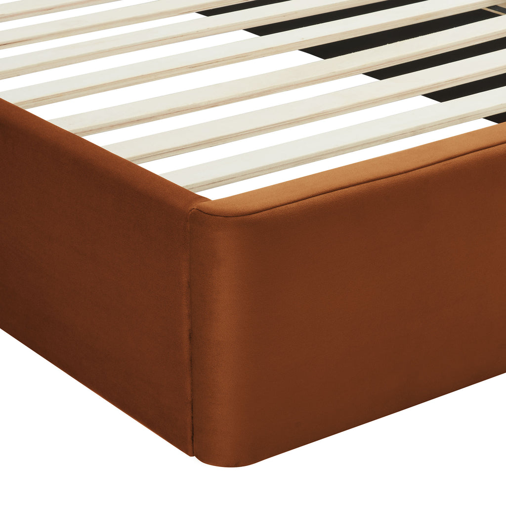 Solana Arched Performance Velvet Full Platform Bed - Rust