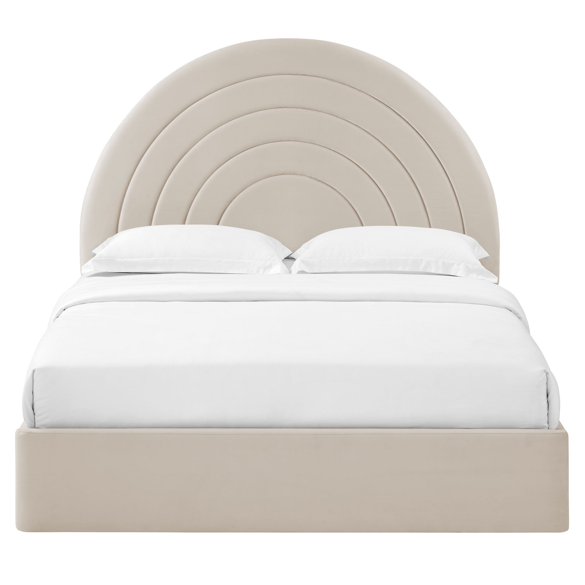 Solana Arched Performance Velvet Queen Platform Bed - Almond