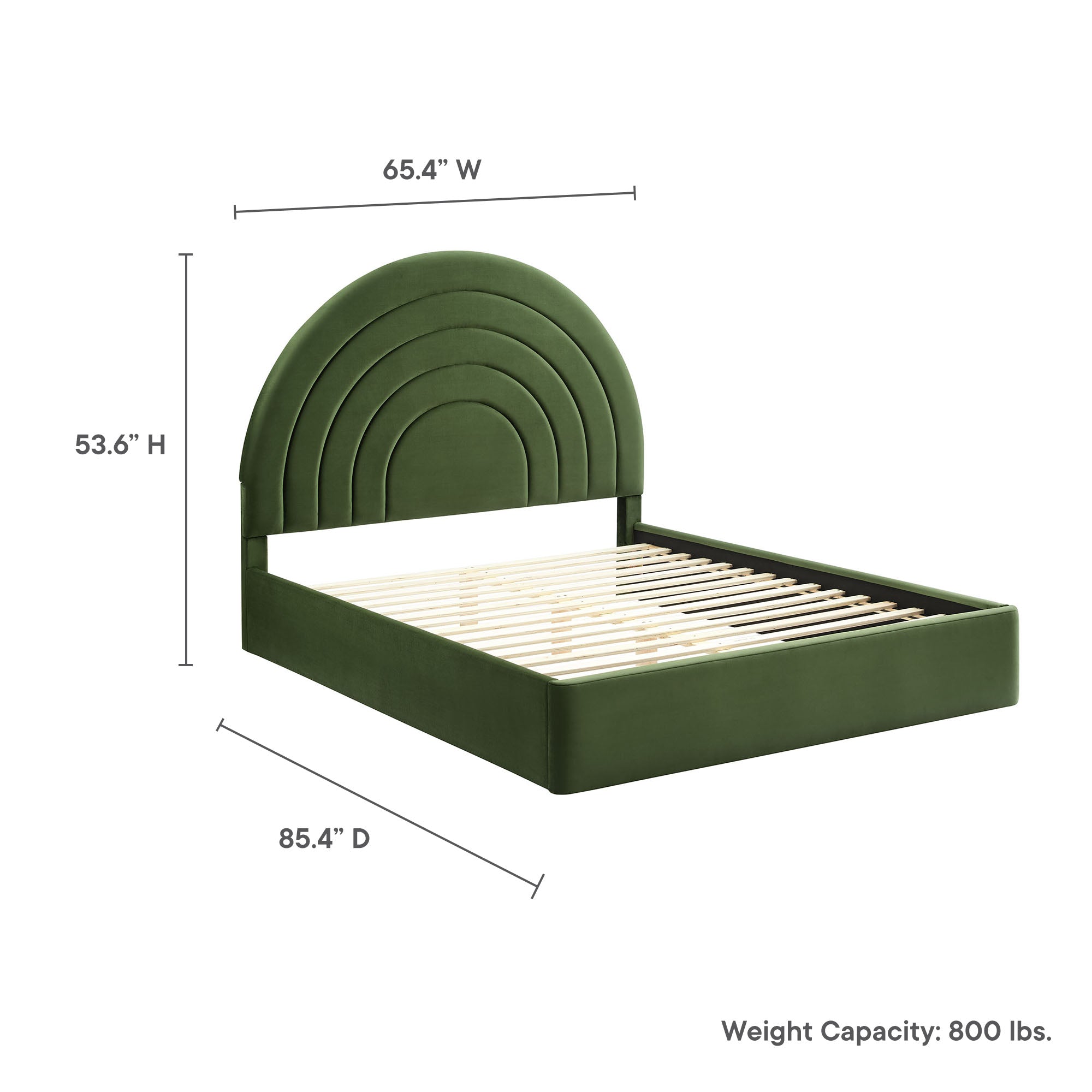 Solana Arched Performance Velvet Queen Platform Bed - Moss Green