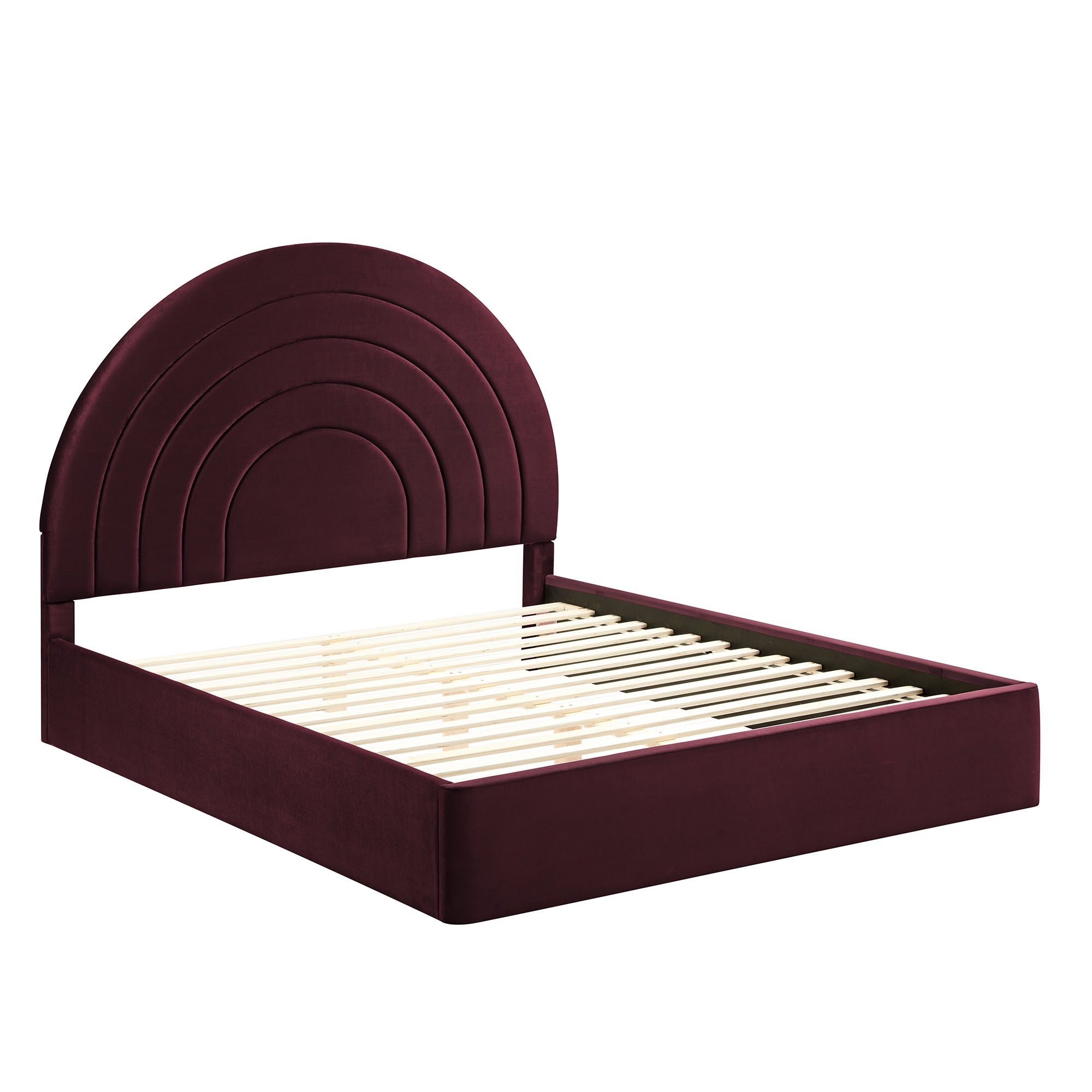 Solana Arched Performance Velvet Queen Platform Bed - Mulberry