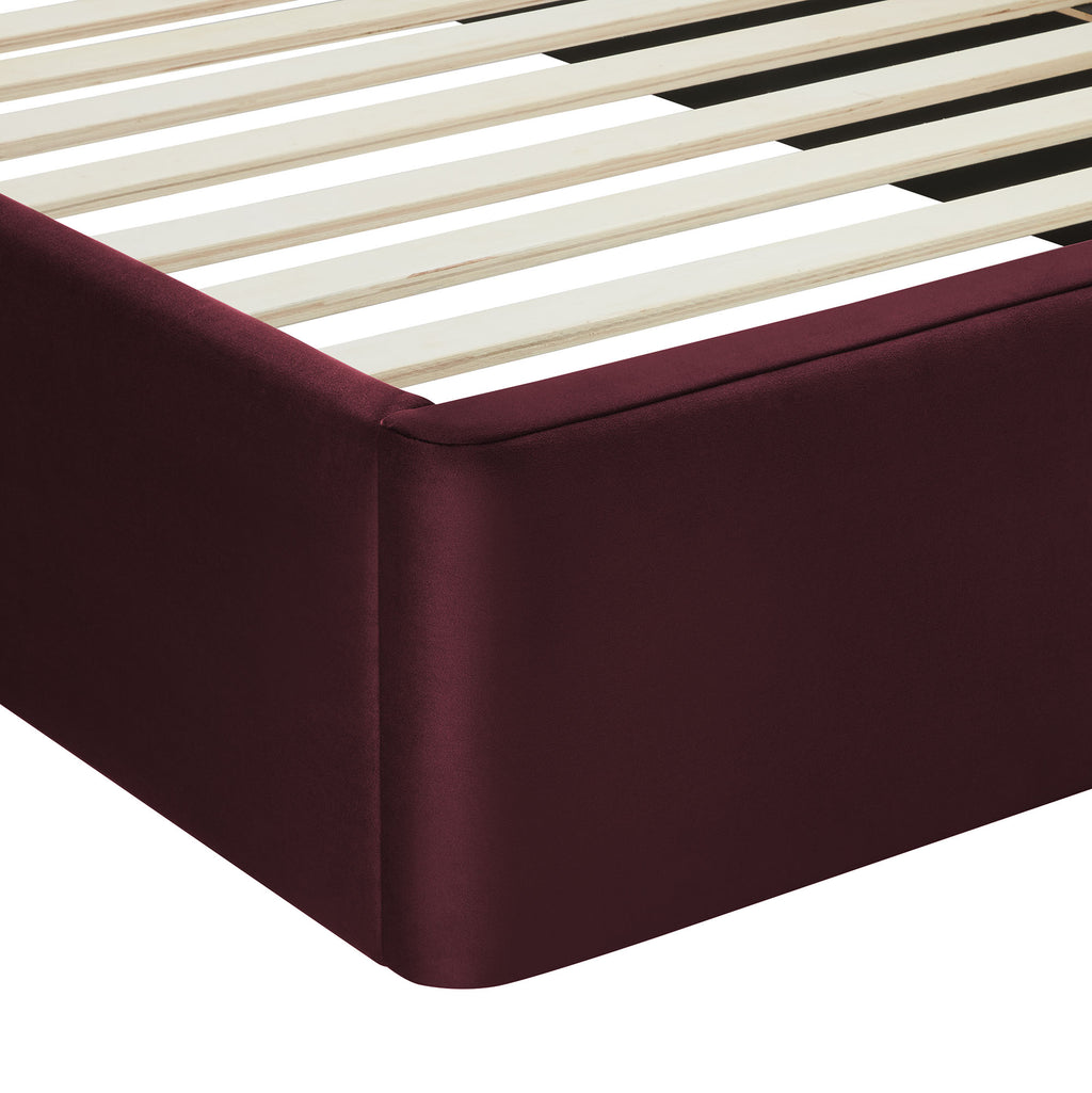 Solana Arched Performance Velvet Queen Platform Bed - Mulberry