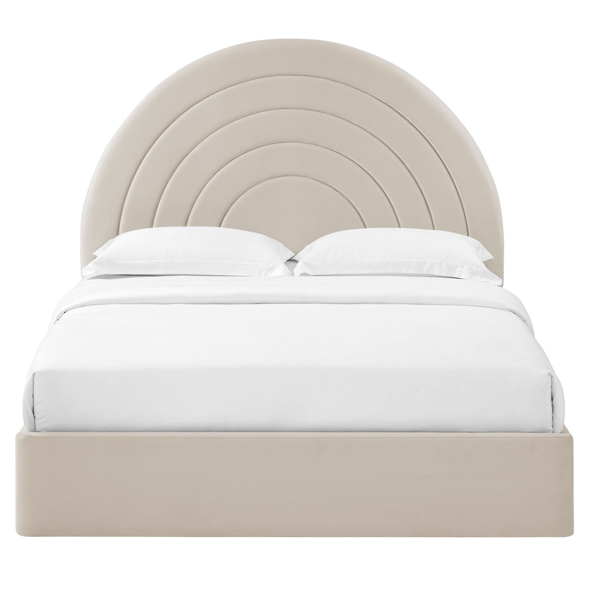 Solana Arched Performance Velvet King Platform Bed - Almond
