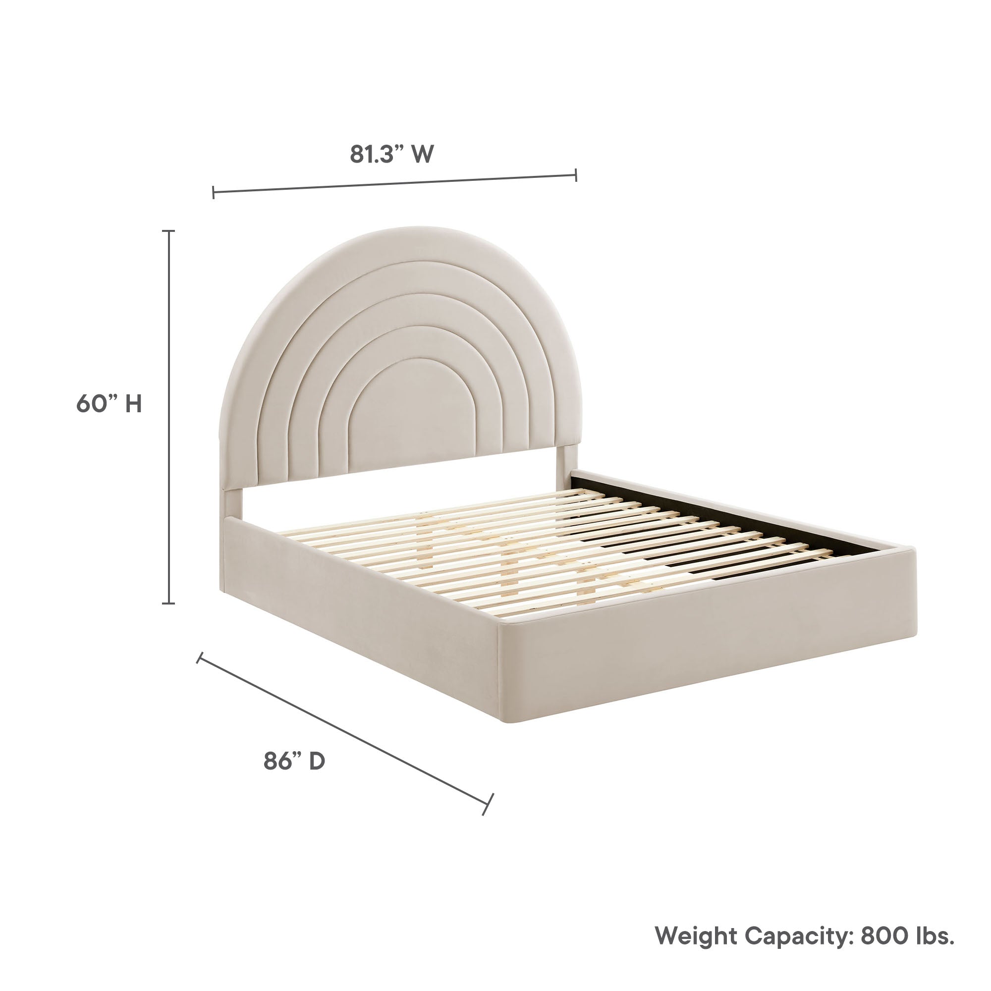 Solana Arched Performance Velvet King Platform Bed - Almond