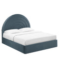 Solana Arched Performance Velvet King Platform Bed - Cadet Blue