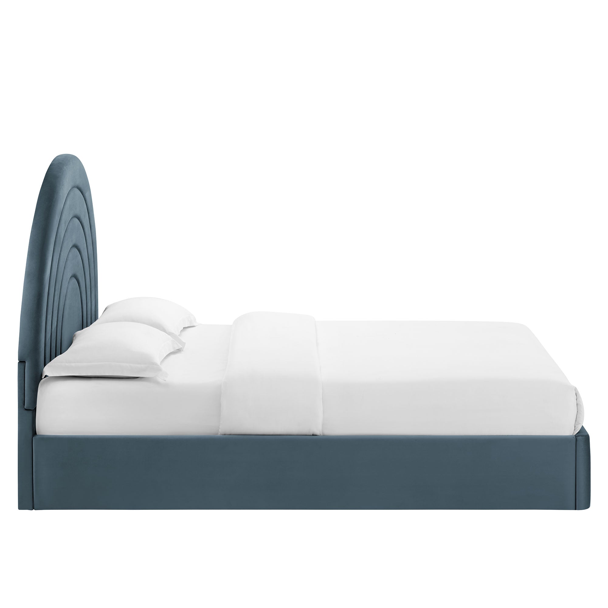 Solana Arched Performance Velvet King Platform Bed - Cadet Blue