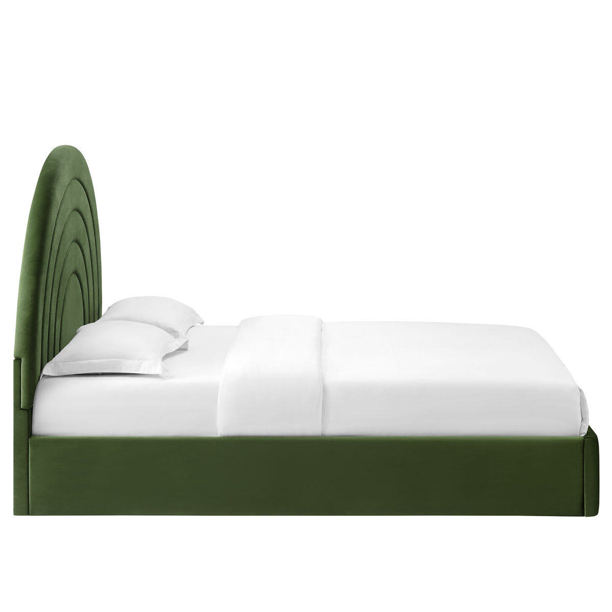 Solana Arched Performance Velvet King Platform Bed - Moss Green