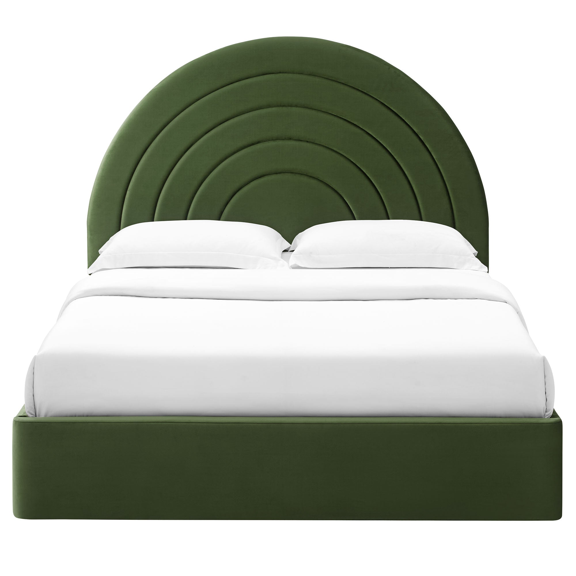Solana Arched Performance Velvet King Platform Bed - Moss Green