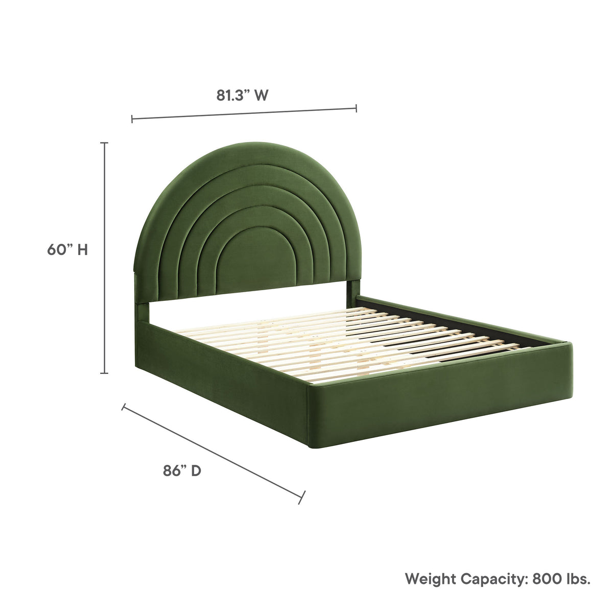 Solana Arched Performance Velvet King Platform Bed - Moss Green