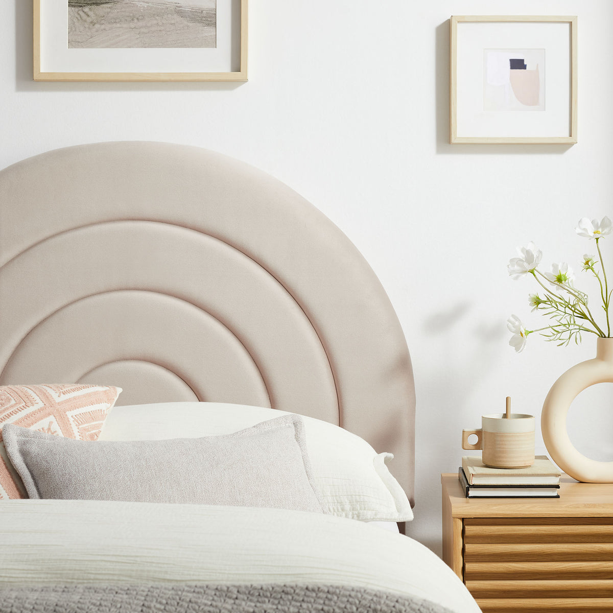 Solana Arched Performance Velvet Twin Headboard - Almond