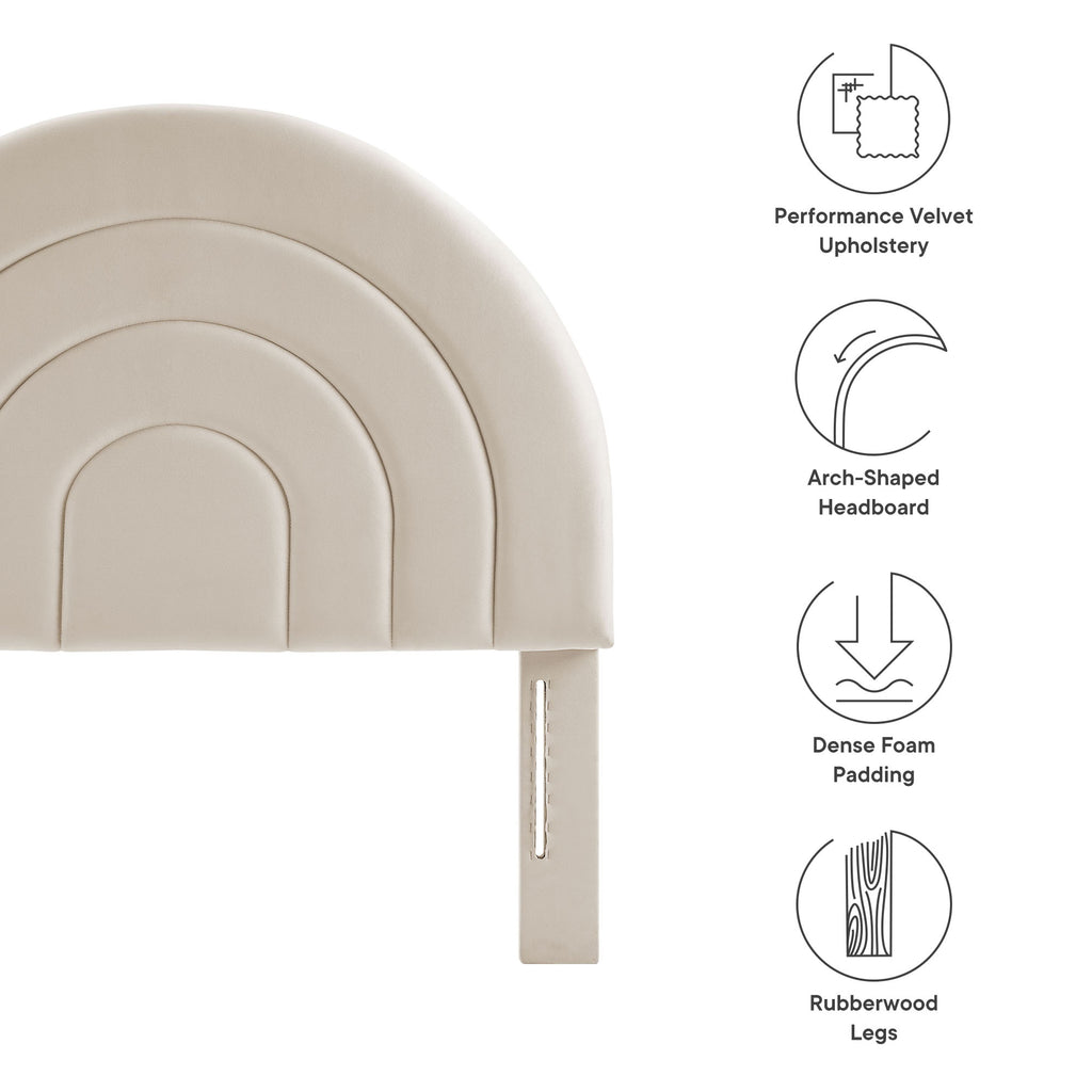 Solana Arched Performance Velvet Twin Headboard - Almond