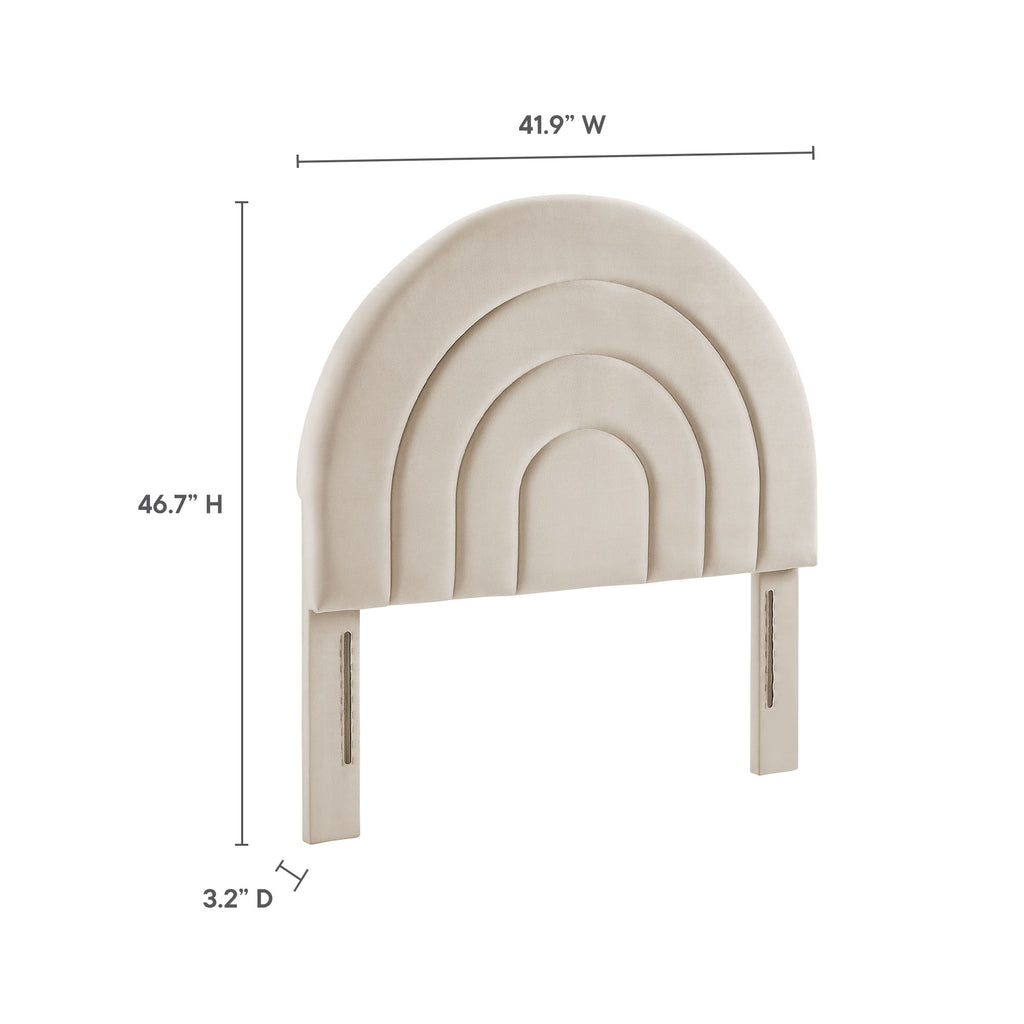 Solana Arched Performance Velvet Twin Headboard - Almond