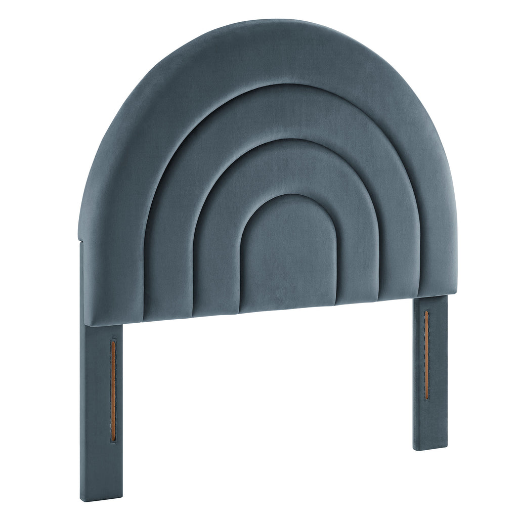 Solana Arched Performance Velvet Twin Headboard - Cadet Blue