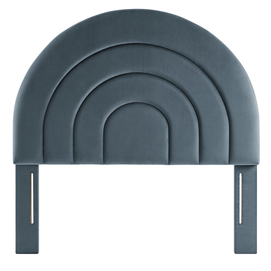 Solana Arched Performance Velvet Twin Headboard - Cadet Blue