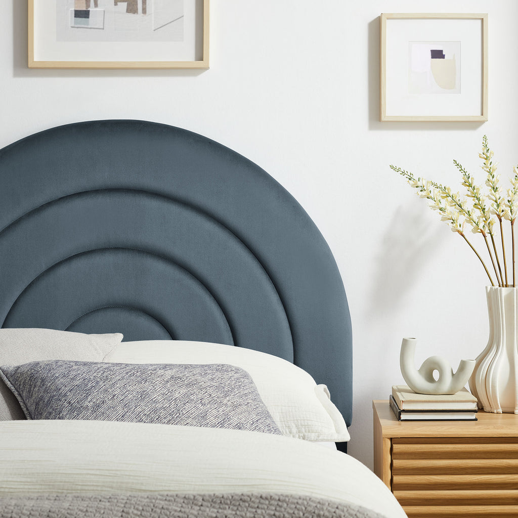 Solana Arched Performance Velvet Twin Headboard - Cadet Blue