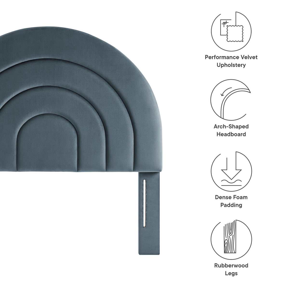 Solana Arched Performance Velvet Twin Headboard - Cadet Blue