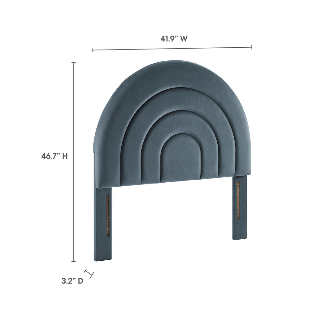 Solana Arched Performance Velvet Twin Headboard - Cadet Blue