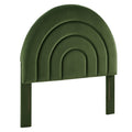 Solana Arched Performance Velvet Headboard - Moss Green — Moss Green Twin