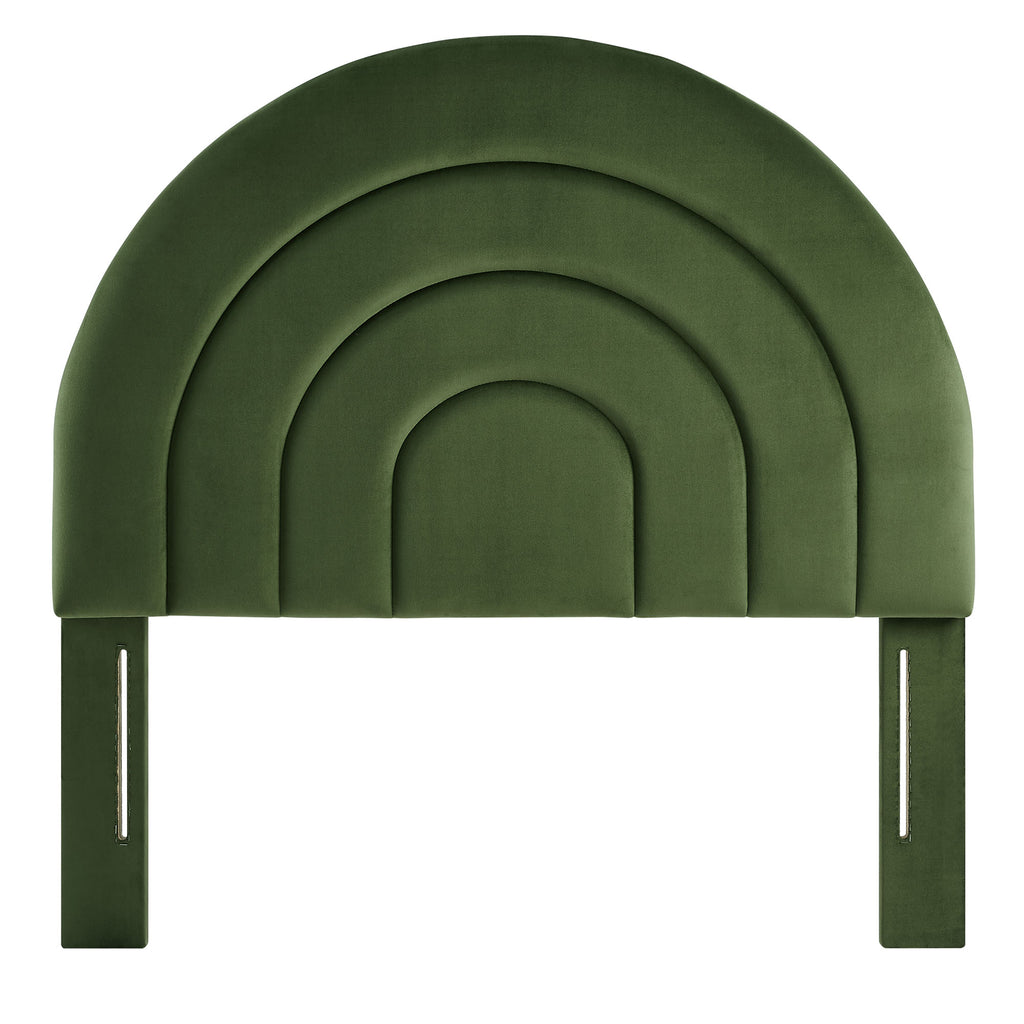 Solana Arched Performance Velvet Twin Headboard - Moss Green