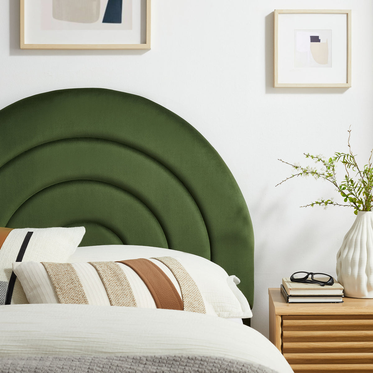 Solana Arched Performance Velvet Twin Headboard - Moss Green