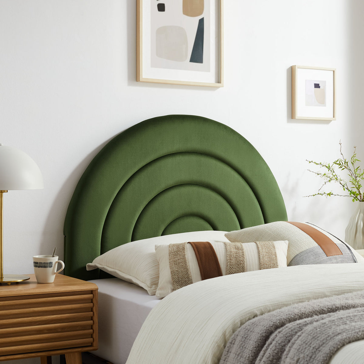 Solana Arched Performance Velvet Twin Headboard - Moss Green