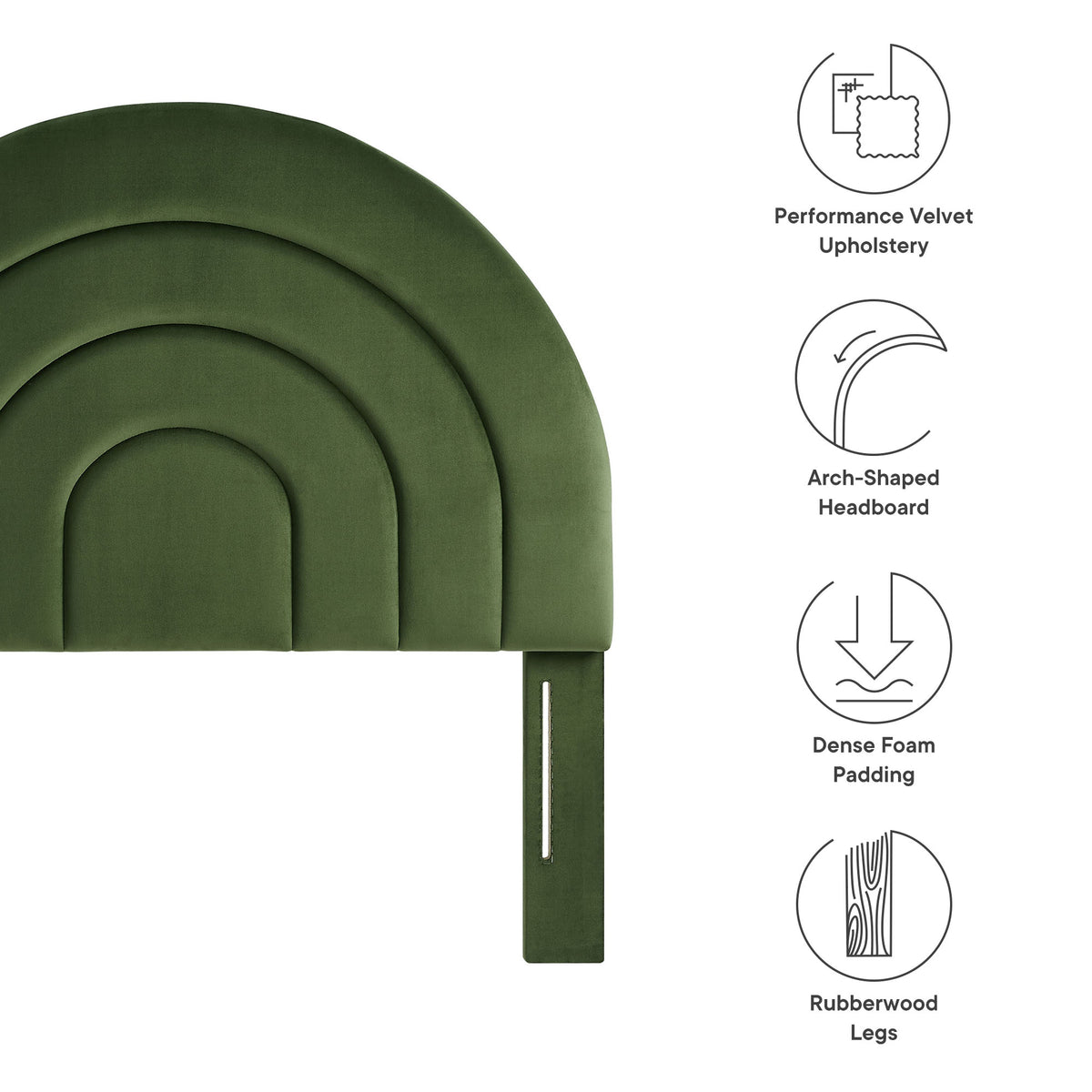 Solana Arched Performance Velvet Twin Headboard - Moss Green