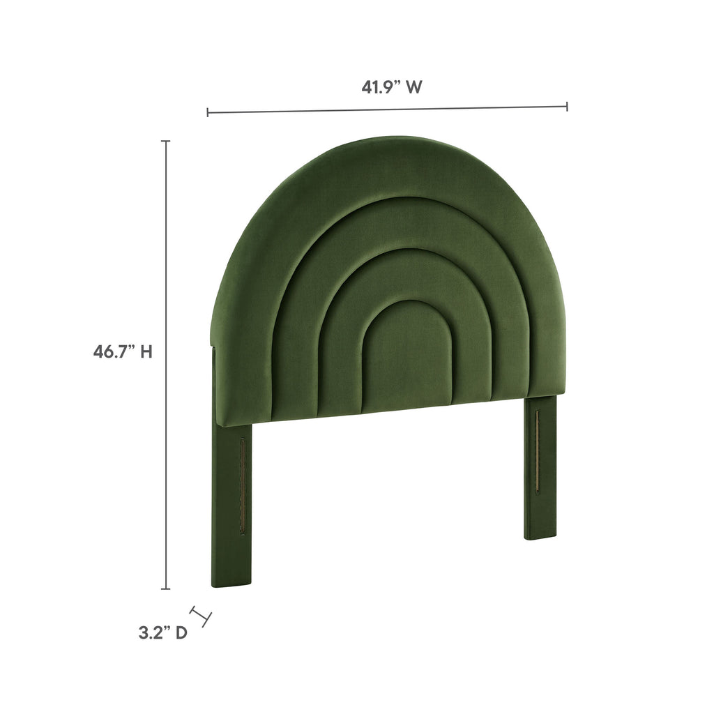 Solana Arched Performance Velvet Twin Headboard - Moss Green