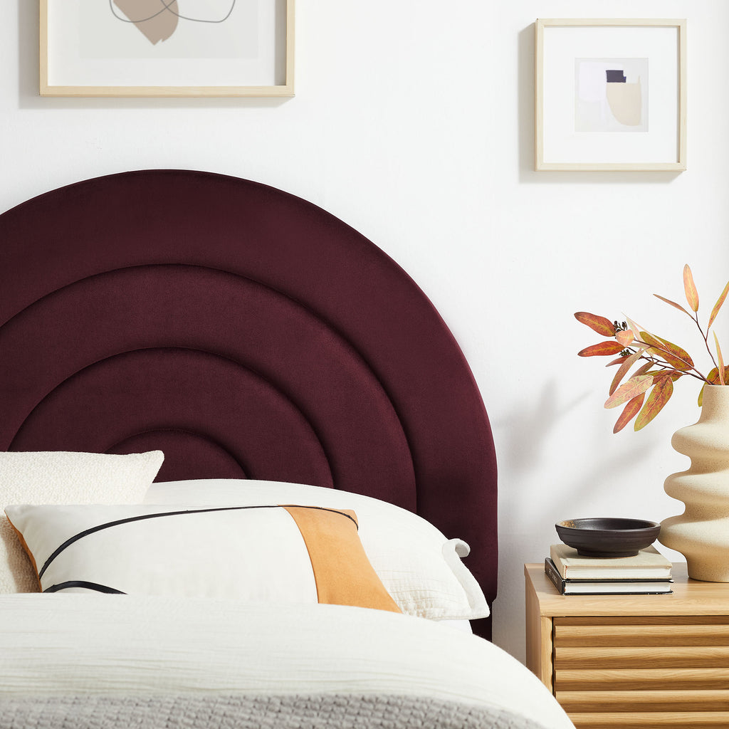 Solana Arched Performance Velvet Twin Headboard - Mulberry