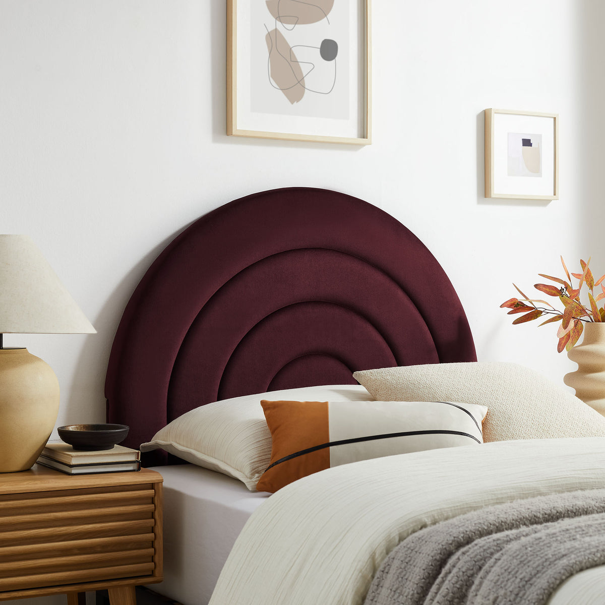 Solana Arched Performance Velvet Twin Headboard - Mulberry