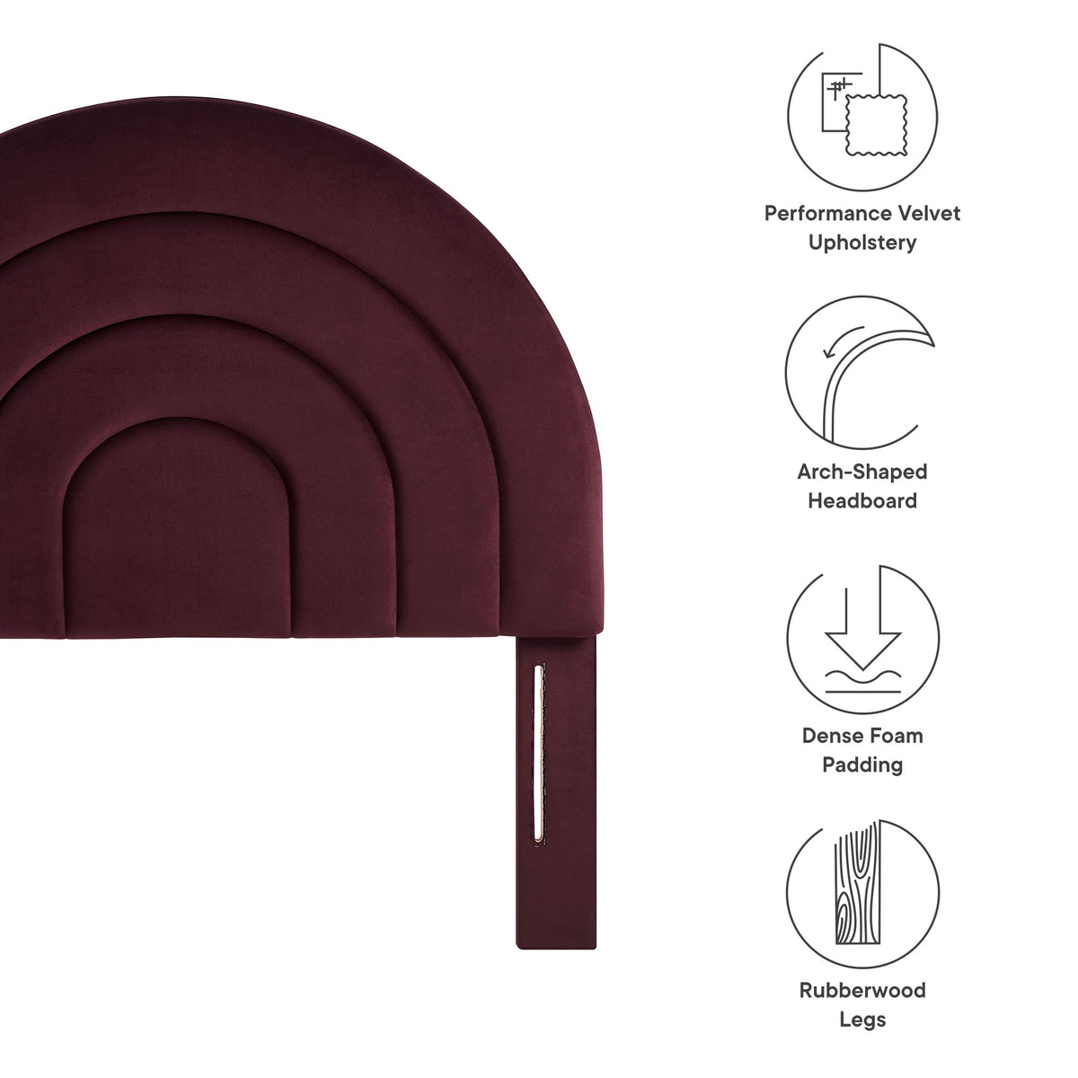 Solana Arched Performance Velvet Twin Headboard - Mulberry