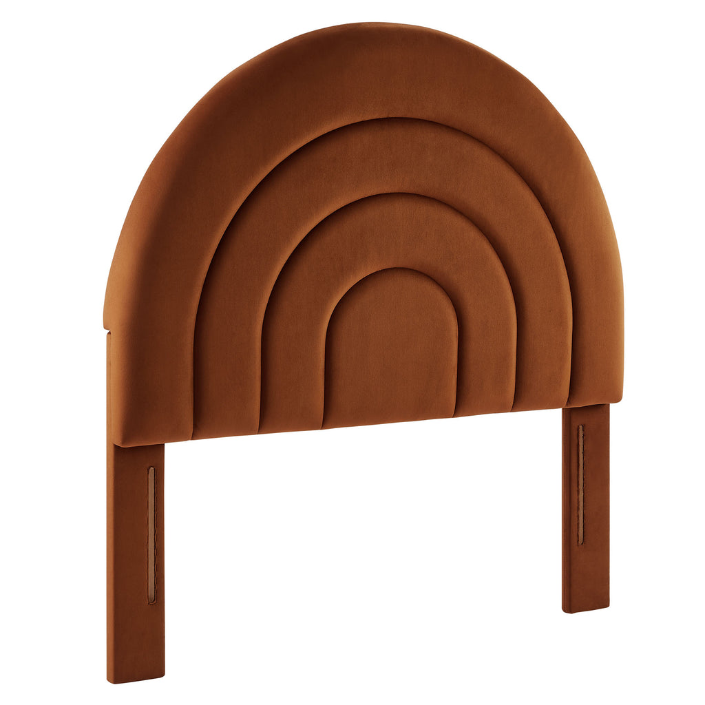 Solana Arched Performance Velvet Twin Headboard - Rust