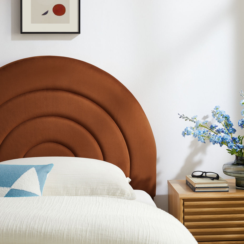 Solana Arched Performance Velvet Twin Headboard - Rust