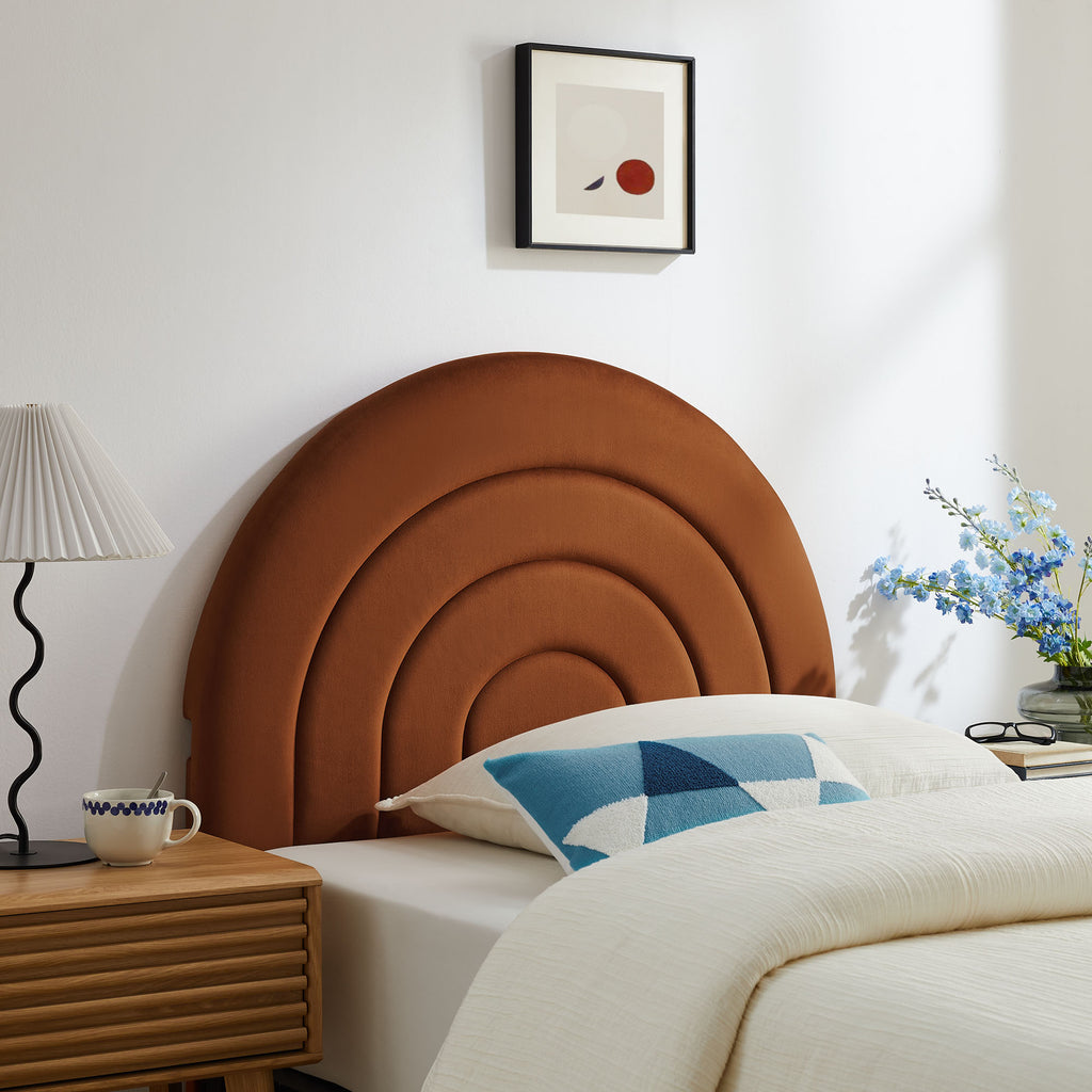 Solana Arched Performance Velvet Twin Headboard - Rust
