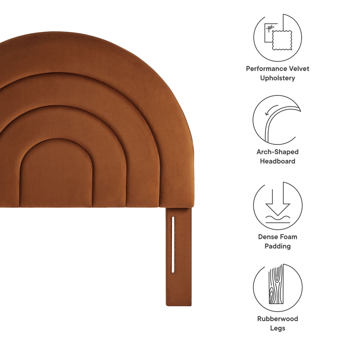Solana Arched Performance Velvet Twin Headboard - Rust