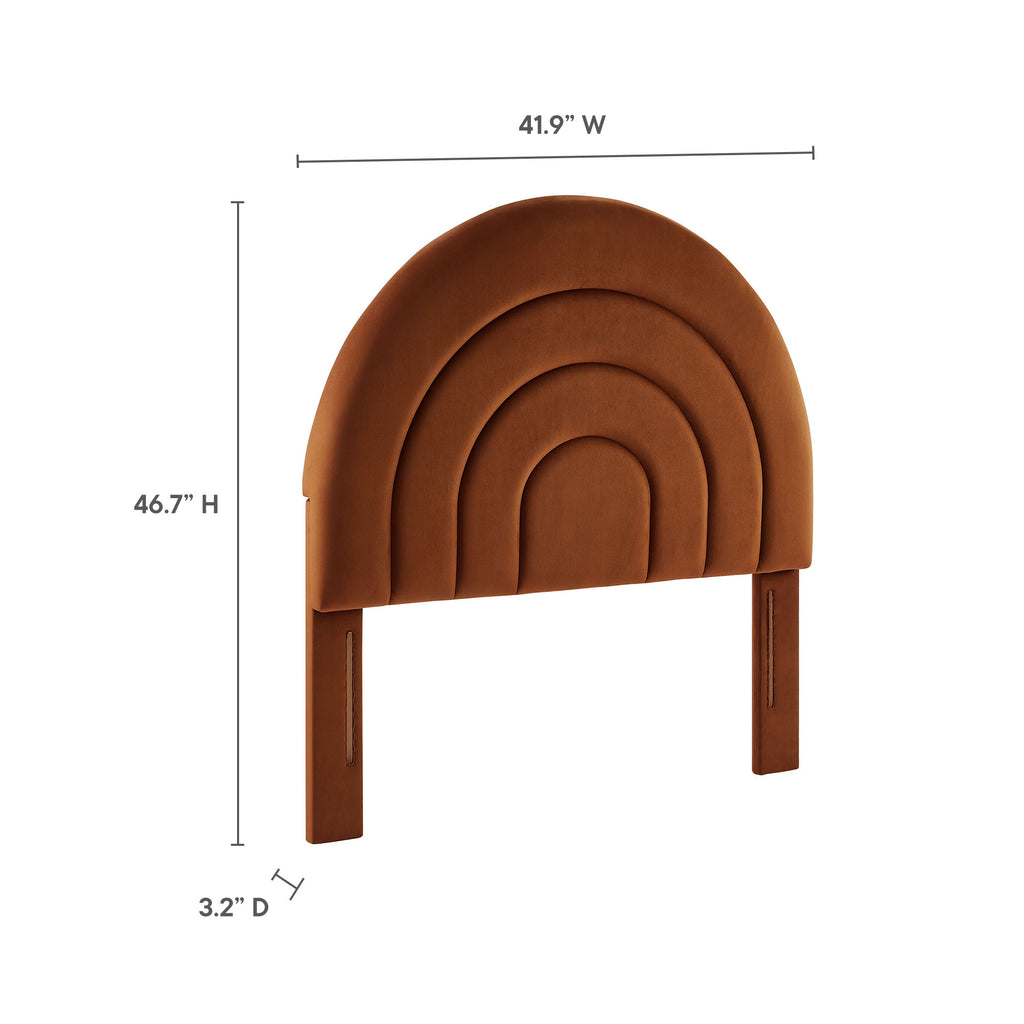Solana Arched Performance Velvet Twin Headboard - Rust