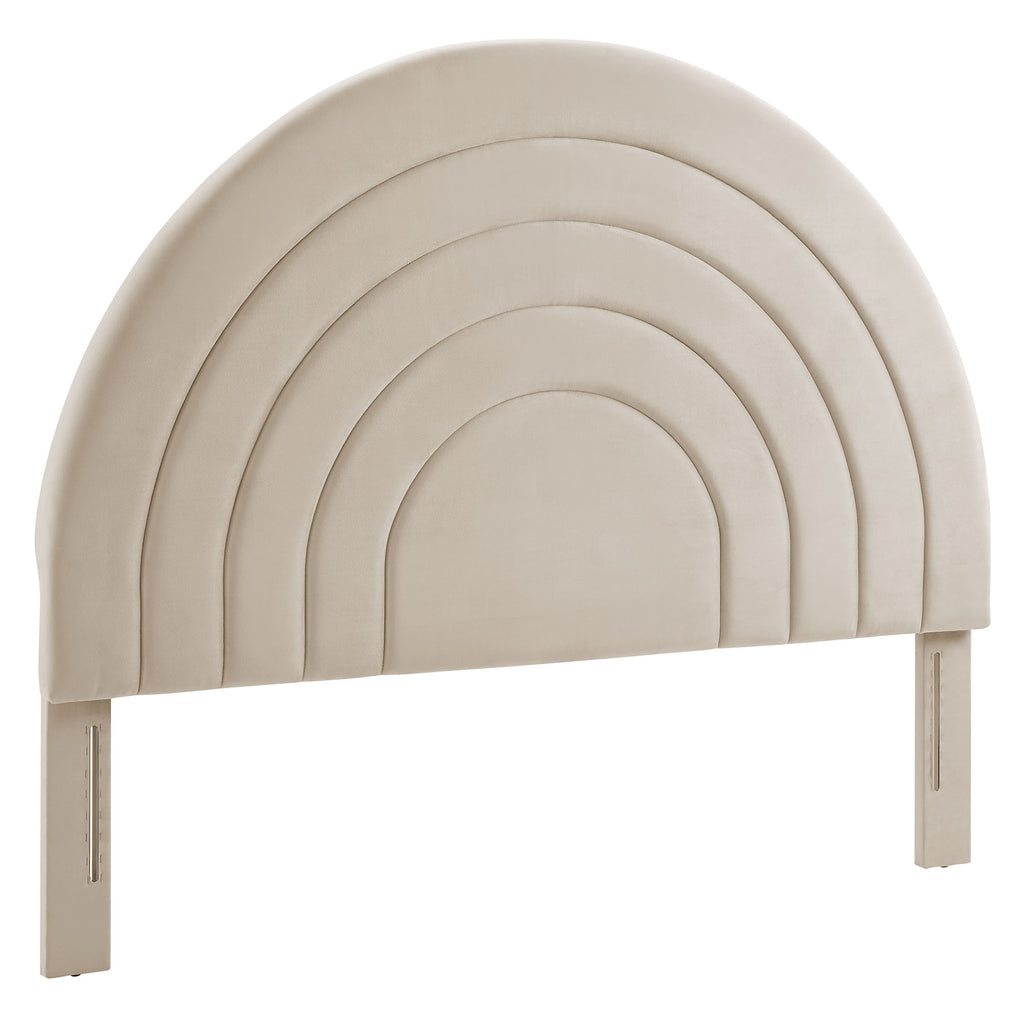 Solana Arched Performance Velvet Full Headboard - Almond