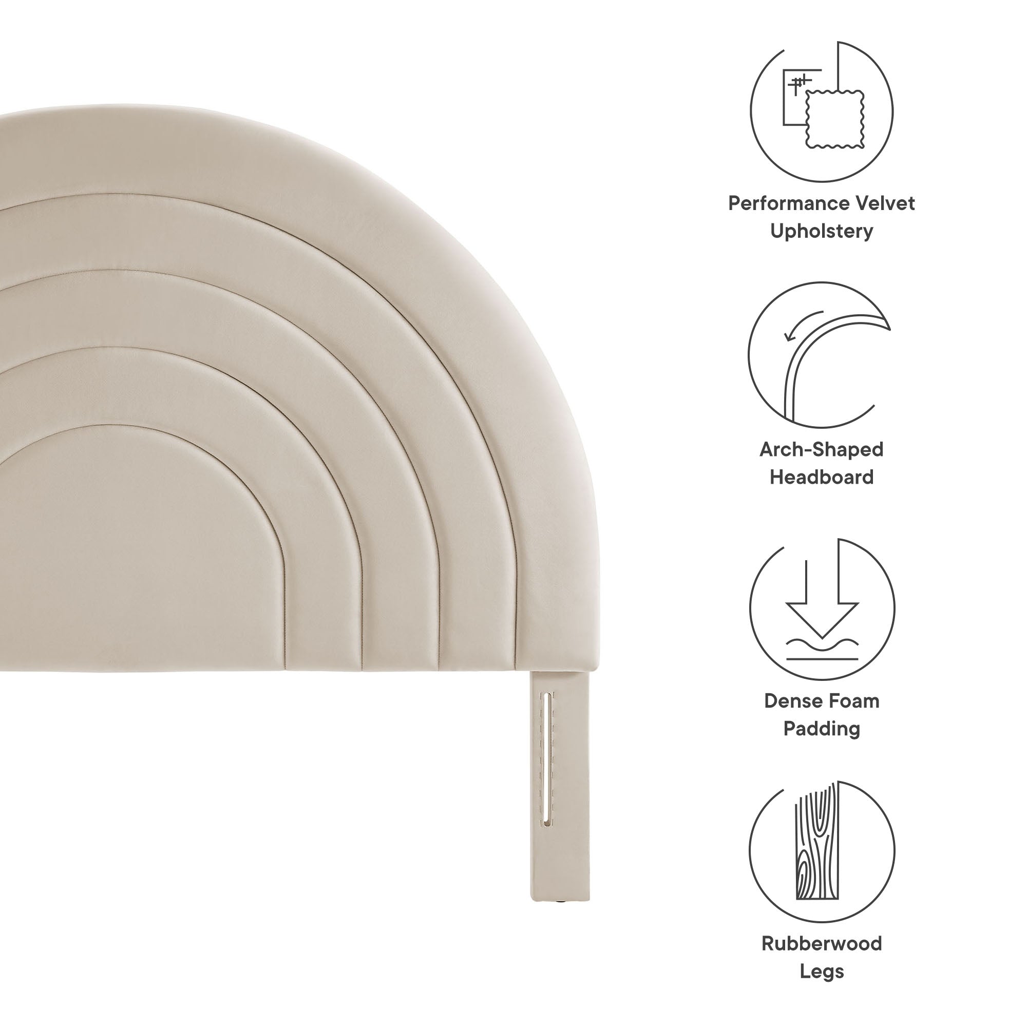 Solana Arched Performance Velvet Full Headboard - Almond
