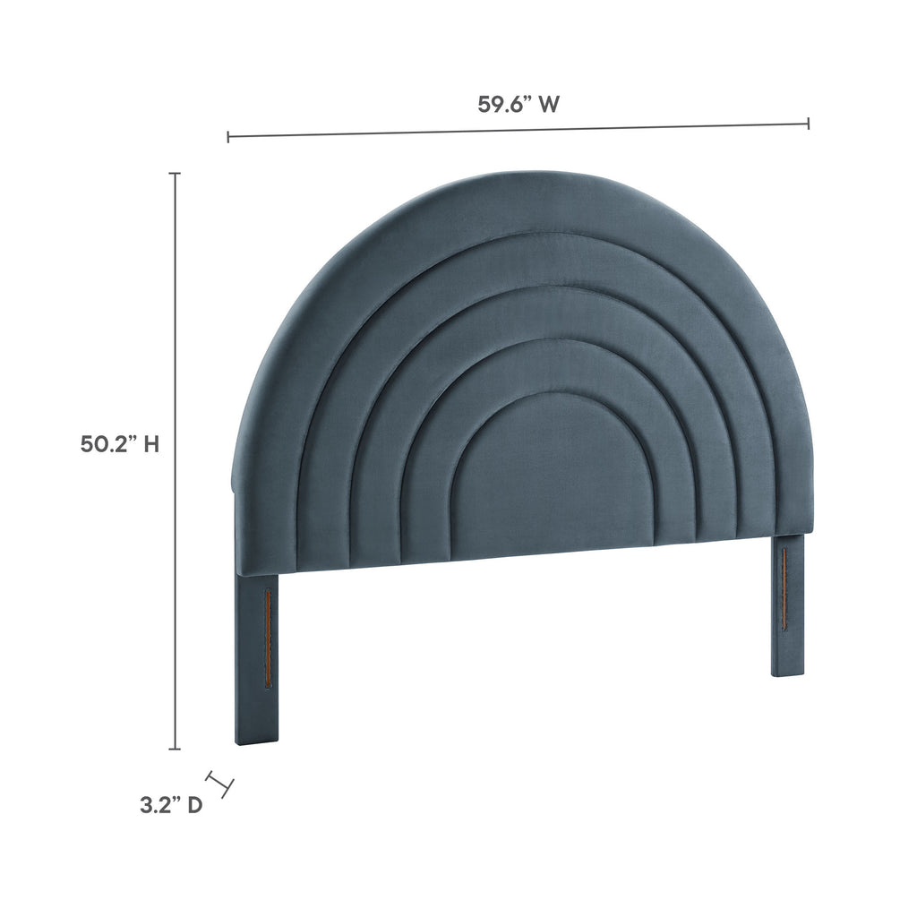 Solana Arched Performance Velvet Full Headboard - Cadet Blue