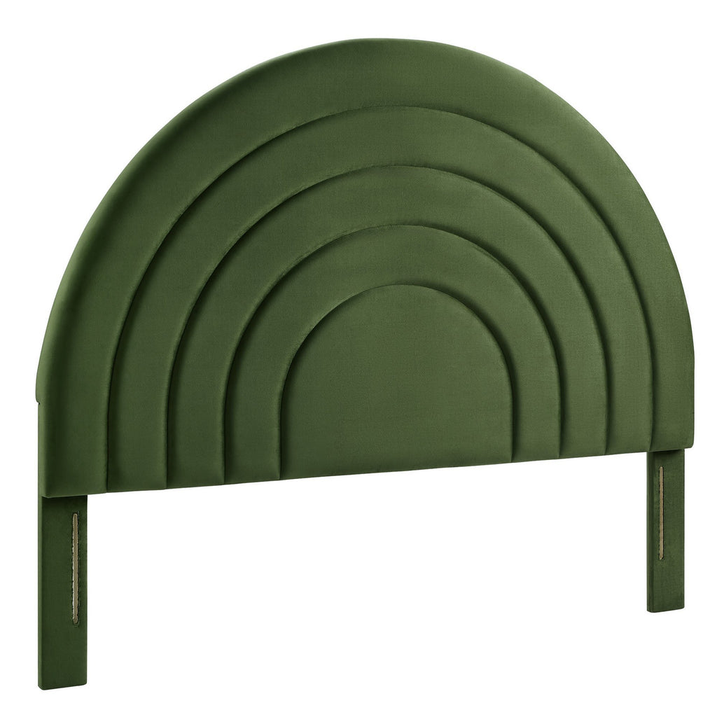 Solana Arched Performance Velvet Full Headboard - Moss Green