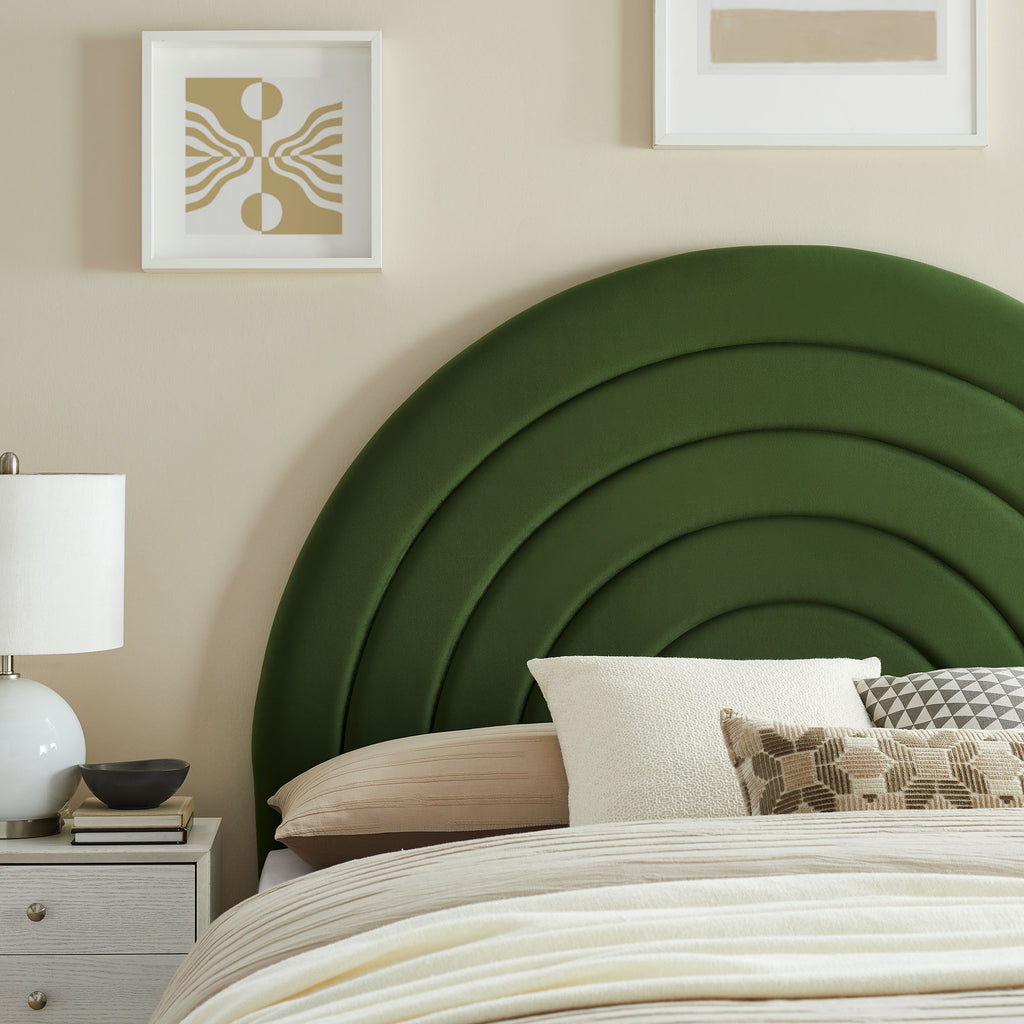 Solana Arched Performance Velvet Full Headboard - Moss Green