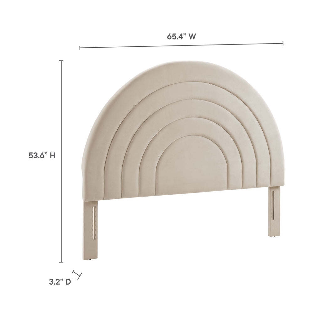 Solana Arched Performance Velvet Queen Headboard - Almond