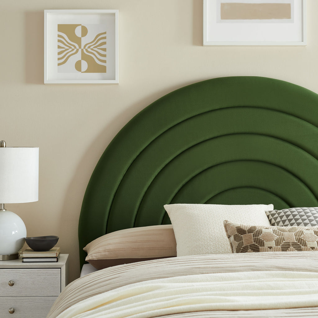 Solana Arched Performance Velvet Queen Headboard - Moss Green