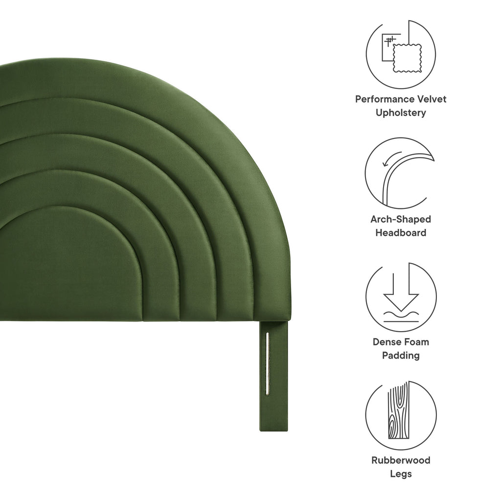 Solana Arched Performance Velvet Queen Headboard - Moss Green