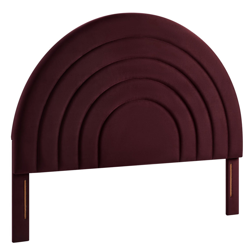 Solana Arched Performance Velvet Queen Headboard - Mulberry
