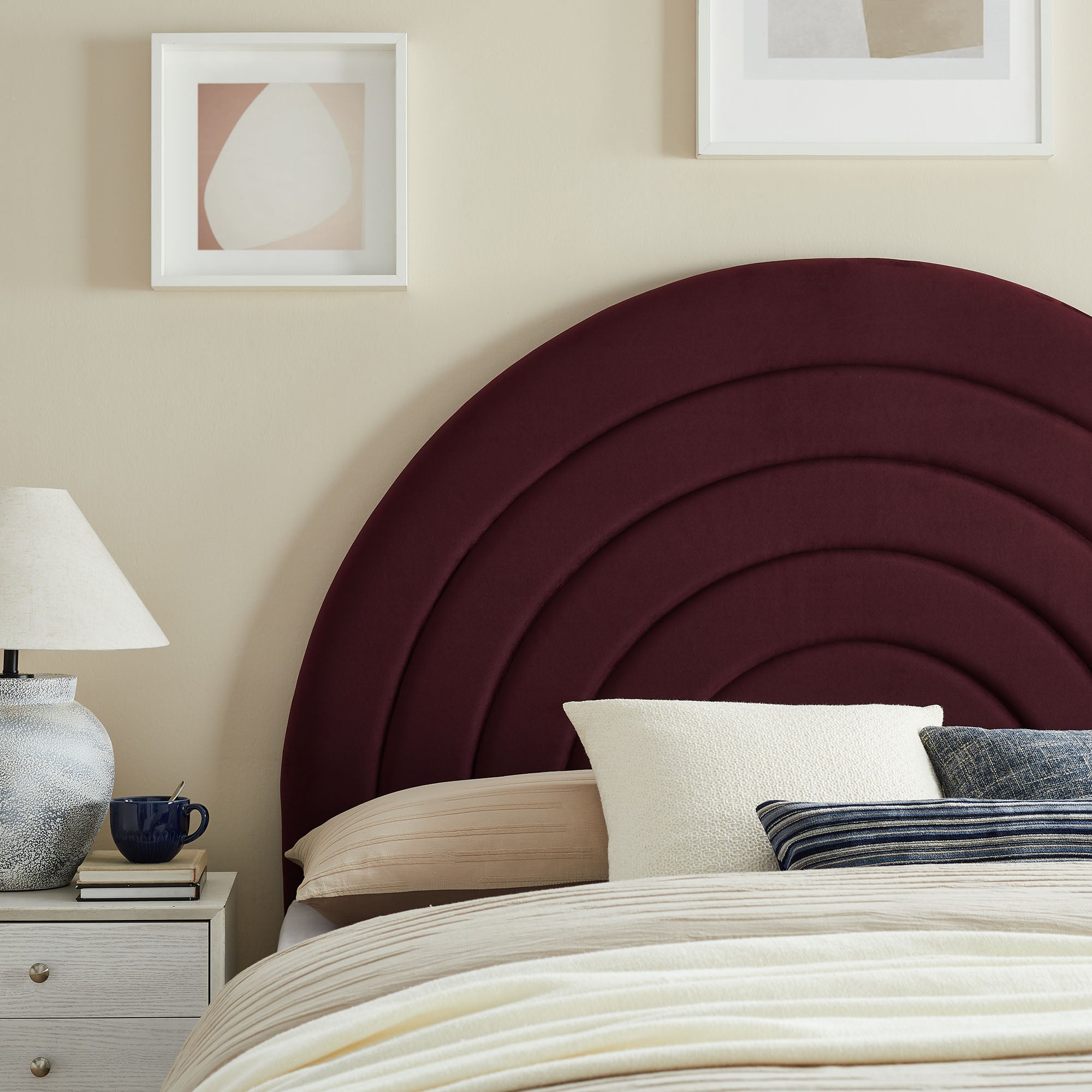 Solana Arched Performance Velvet Queen Headboard - Mulberry