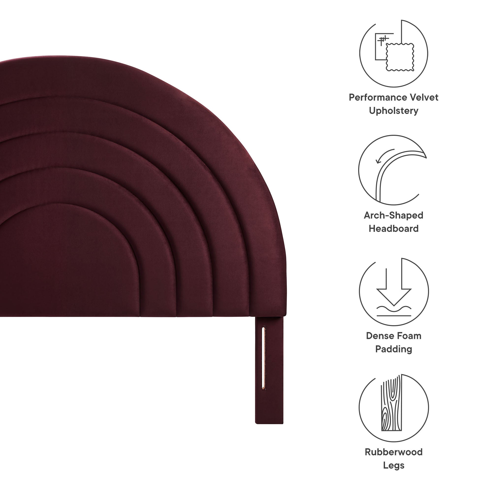 Solana Arched Performance Velvet Queen Headboard - Mulberry