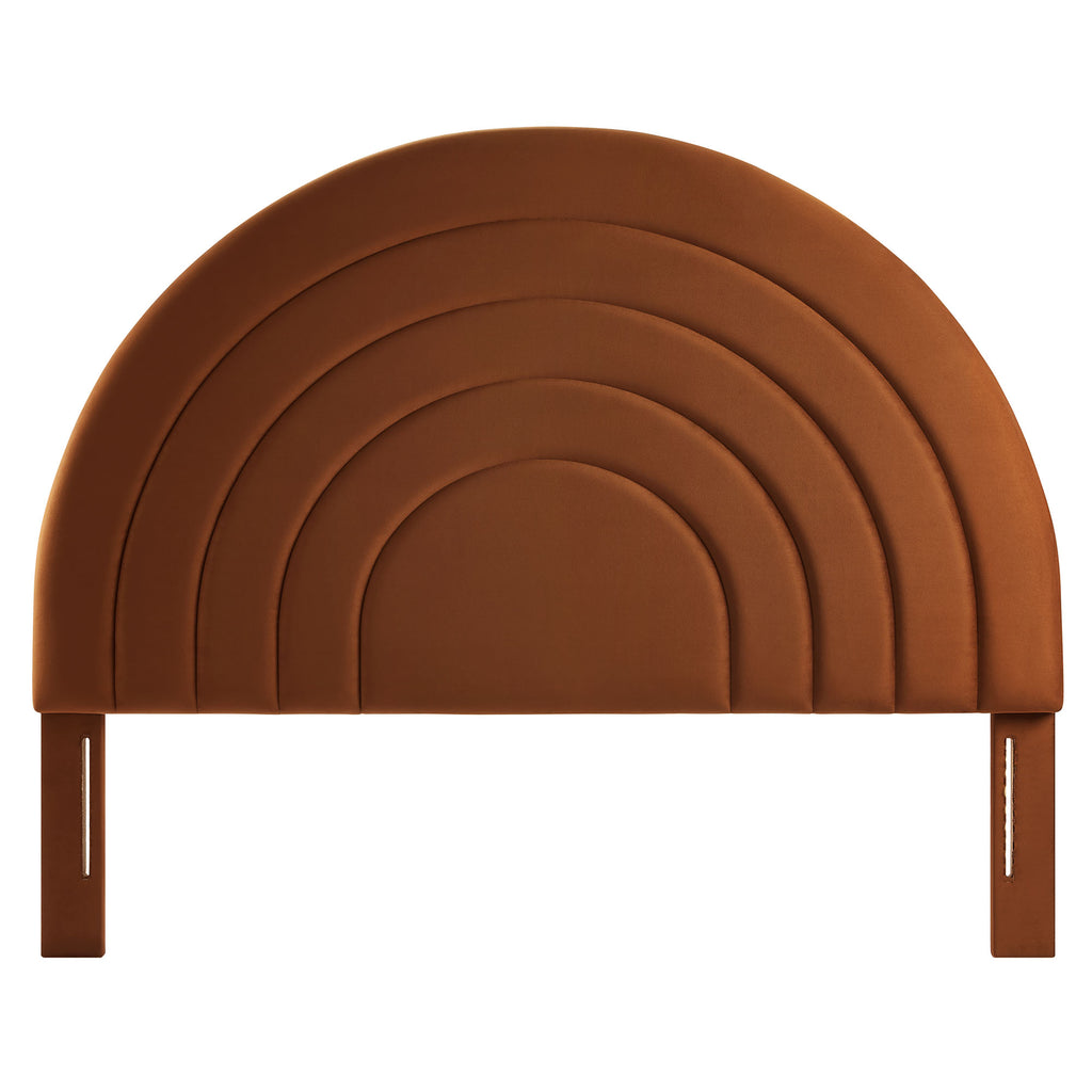 Solana Arched Performance Velvet Queen Headboard - Rust
