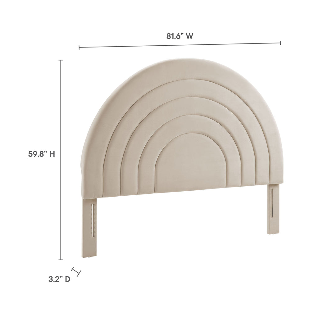 Solana Arched Performance Velvet King Headboard - Almond