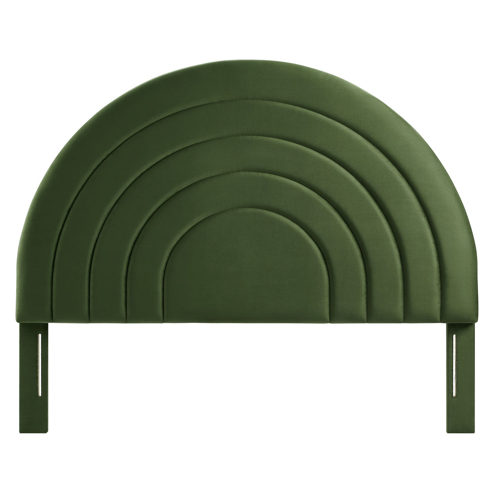 Solana Arched Performance Velvet King Headboard - Moss Green