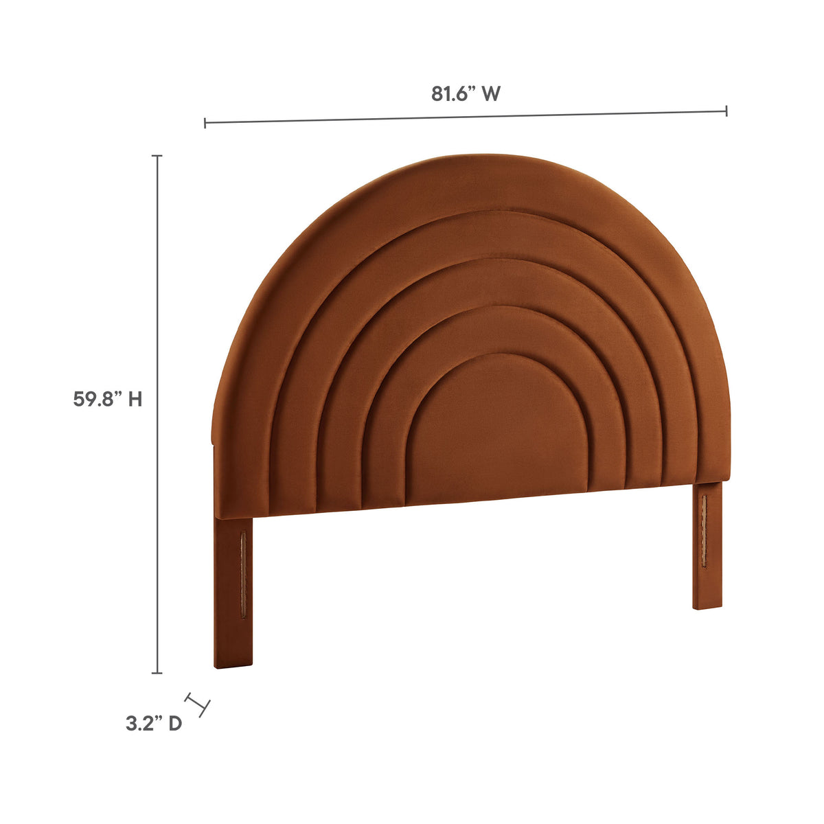 Solana Arched Performance Velvet King Headboard - Rust